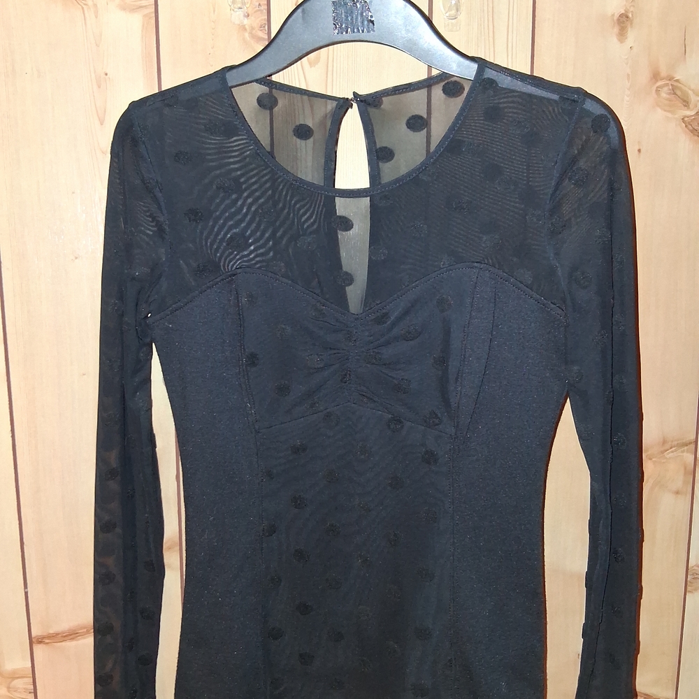 Chic Black Sheer Polka Dot Blouse